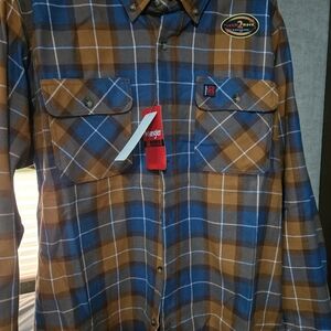 Wrangler Riggs Workwear Brown and Blue Shirt